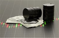 3d oil trading with stock chart, 3d illustration rendering - stock image